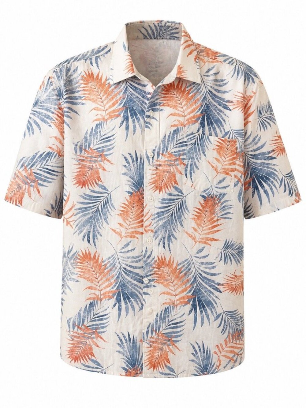 NEW with tags, Cotton-linen blend short sleeve button-up shirt, Chaps, tropical